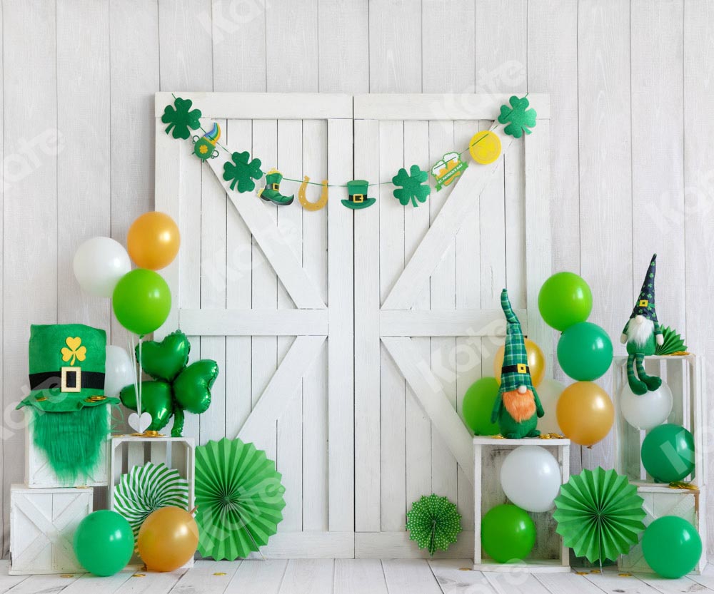 Kate St. Patrick's Day Green Clover Balloon Backdrop Designed by Emetselch