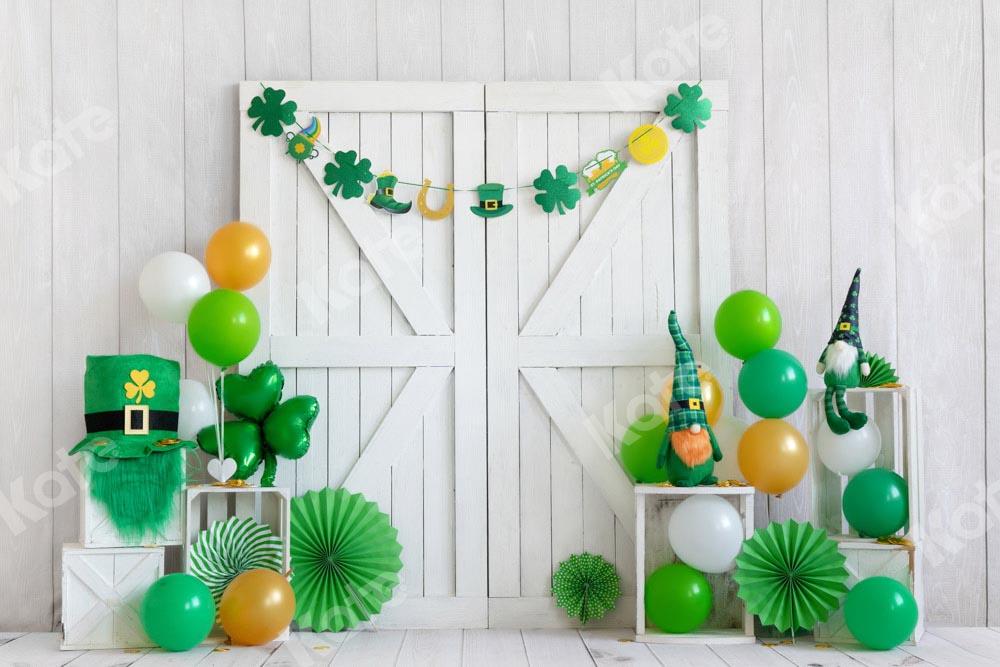 Kate St. Patrick's Day Green Clover Balloon Backdrop Designed by Emetselch