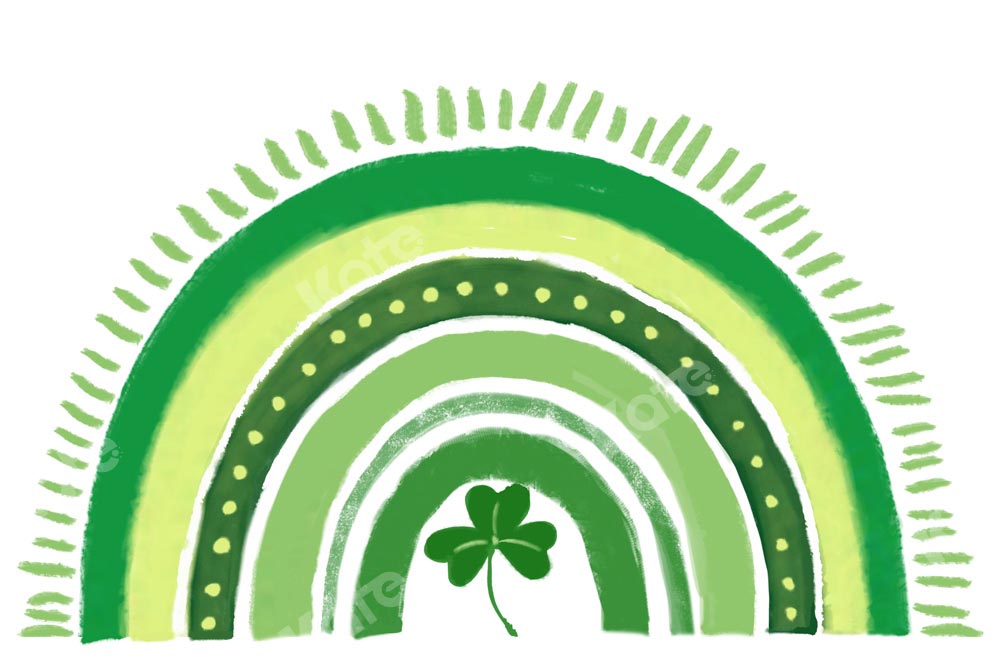 Día de San Patricio Decoración de Fondo Arcoíris Verde Trébol de la Suerte Diseñado por GQ
