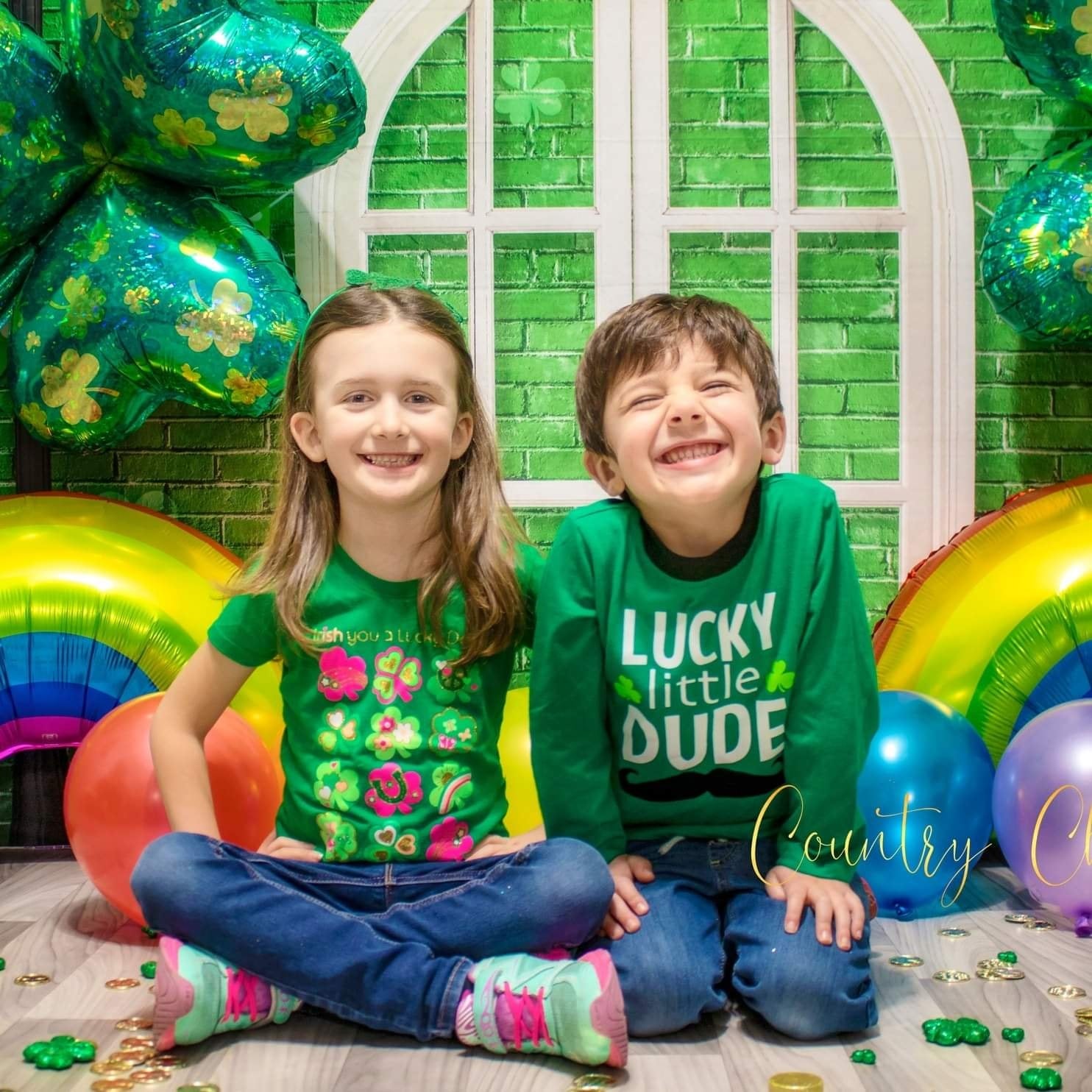 Kate St. Patrick's Day Shamrocks Window Backdrop Designed by Chain Photography - Kate Backdrop