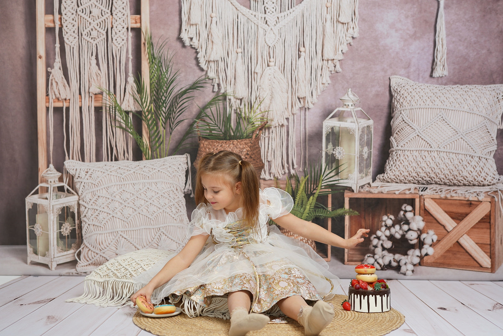 Kate Summer Boho Bohemian Tapestry Warm Tone Backdrop Designed by Emetselch - Kate Backdrop