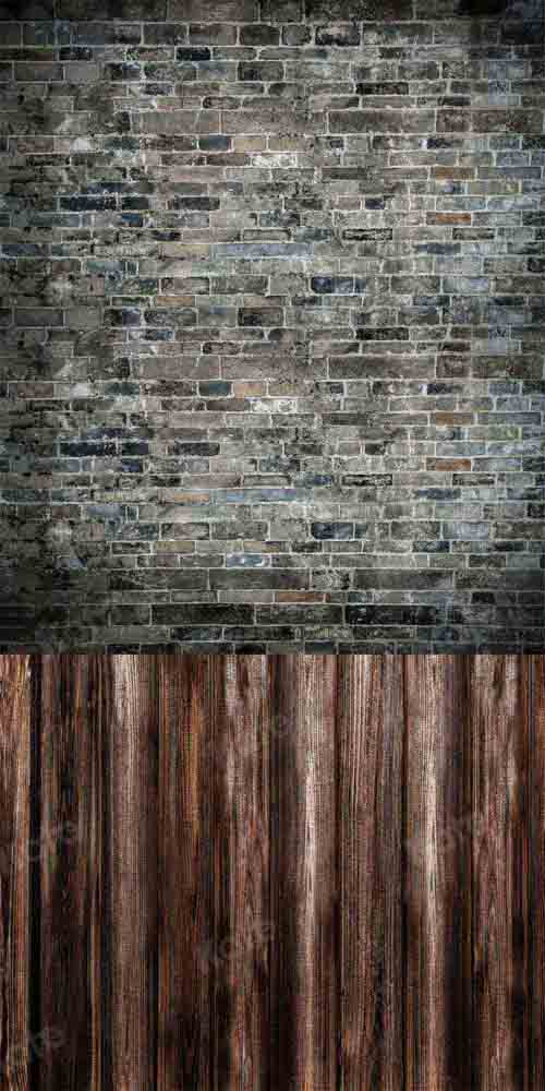 Kate Sweep Brick Wall Backdrop Wood Board Stitching Designed by Chain Photographer - Kate Backdrop