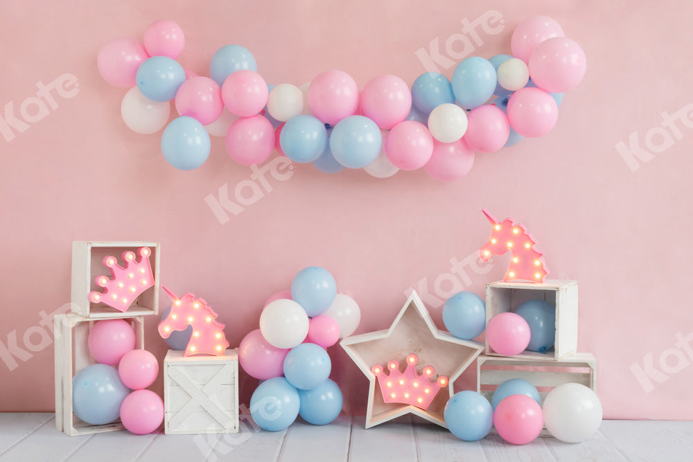 Fondo de cumpleaños con globos de unicornio diseñado por Emetselch