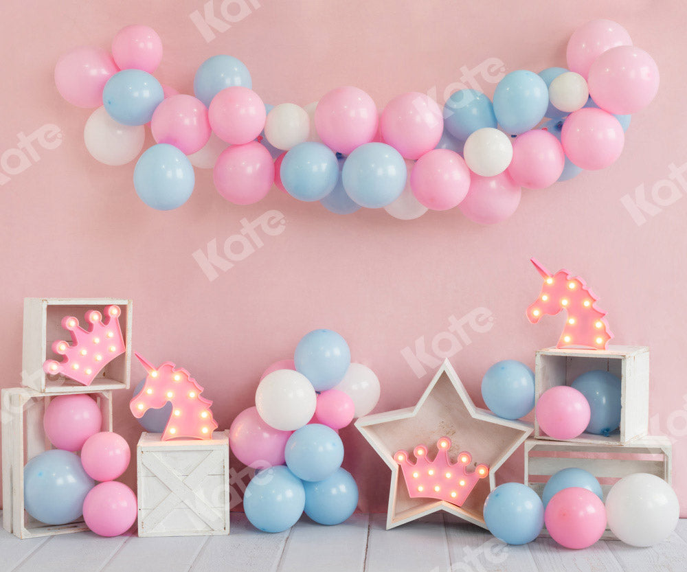 Fondo de cumpleaños con globos de unicornio diseñado por Emetselch
