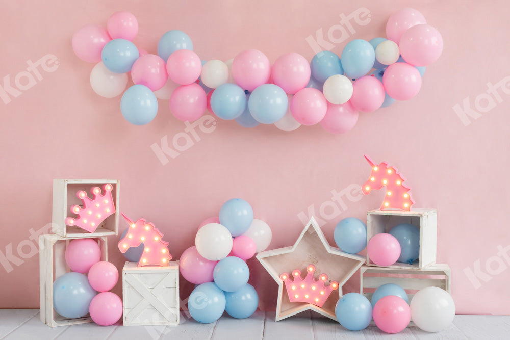 Fondo de cumpleaños con globos de unicornio diseñado por Emetselch