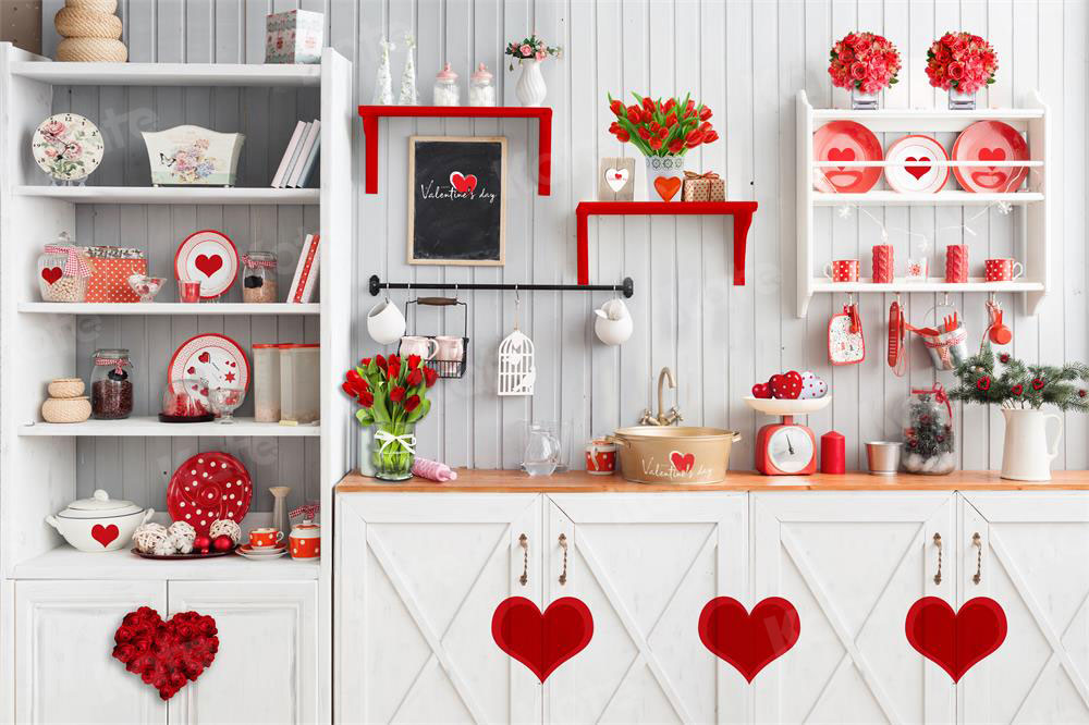 Kate Valentine's Day Love Bake Kitchen Backdrop for Photography - Kate Backdrop