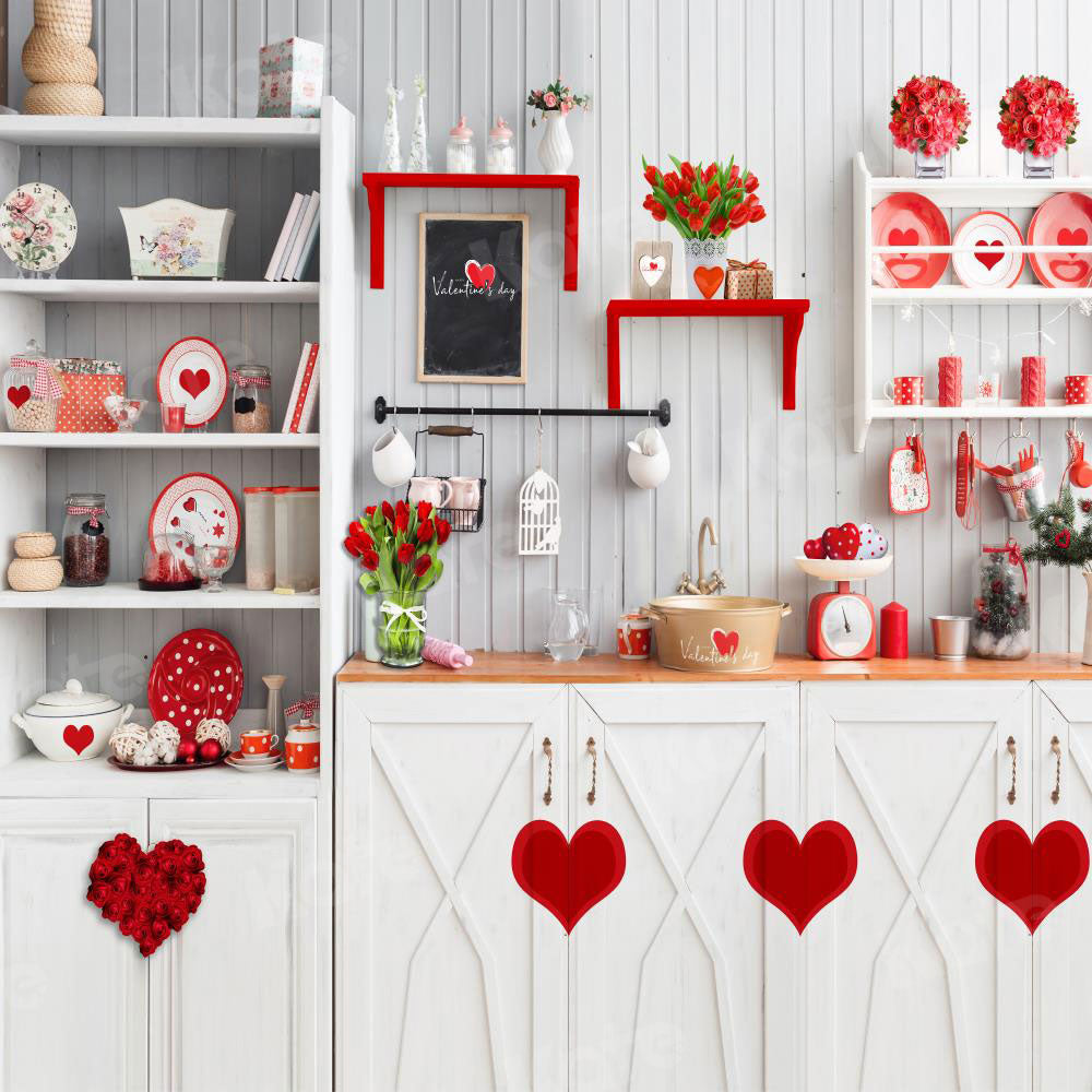 Kate Valentine's Day Love Bake Kitchen Backdrop for Photography - Kate Backdrop