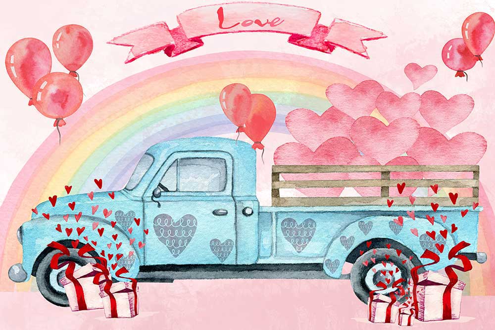 Kate Valentine's Day Love Truck Backdrop Designed by GQ - Kate Backdrop