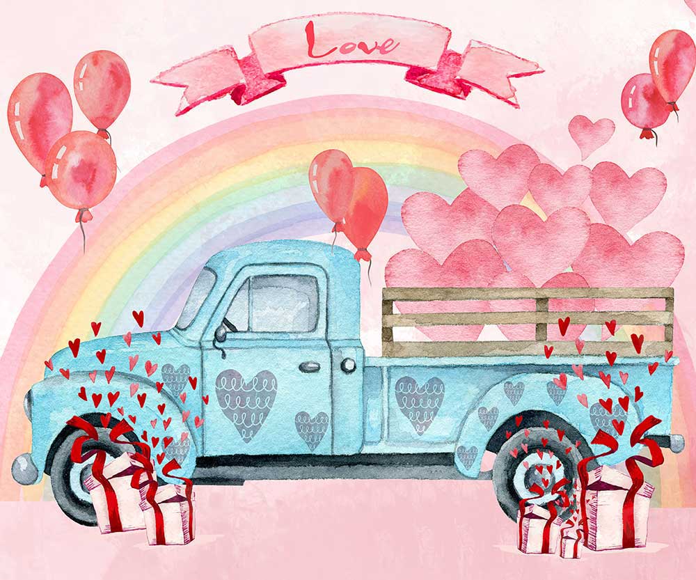 Kate Valentine's Day Love Truck Backdrop Designed by GQ - Kate Backdrop