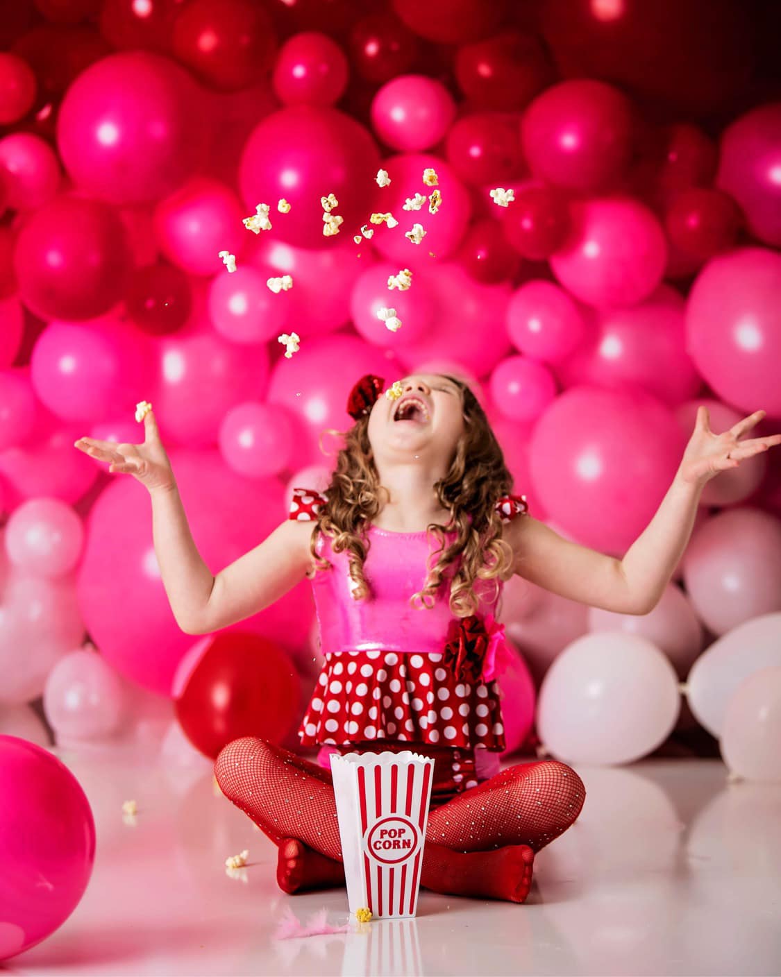 Kate Red Balloon Wall Valentine's Day Birthday Cake Smash Party Backdrop for Photography Designed by Mandy Ringe Photography - Kate Backdrop