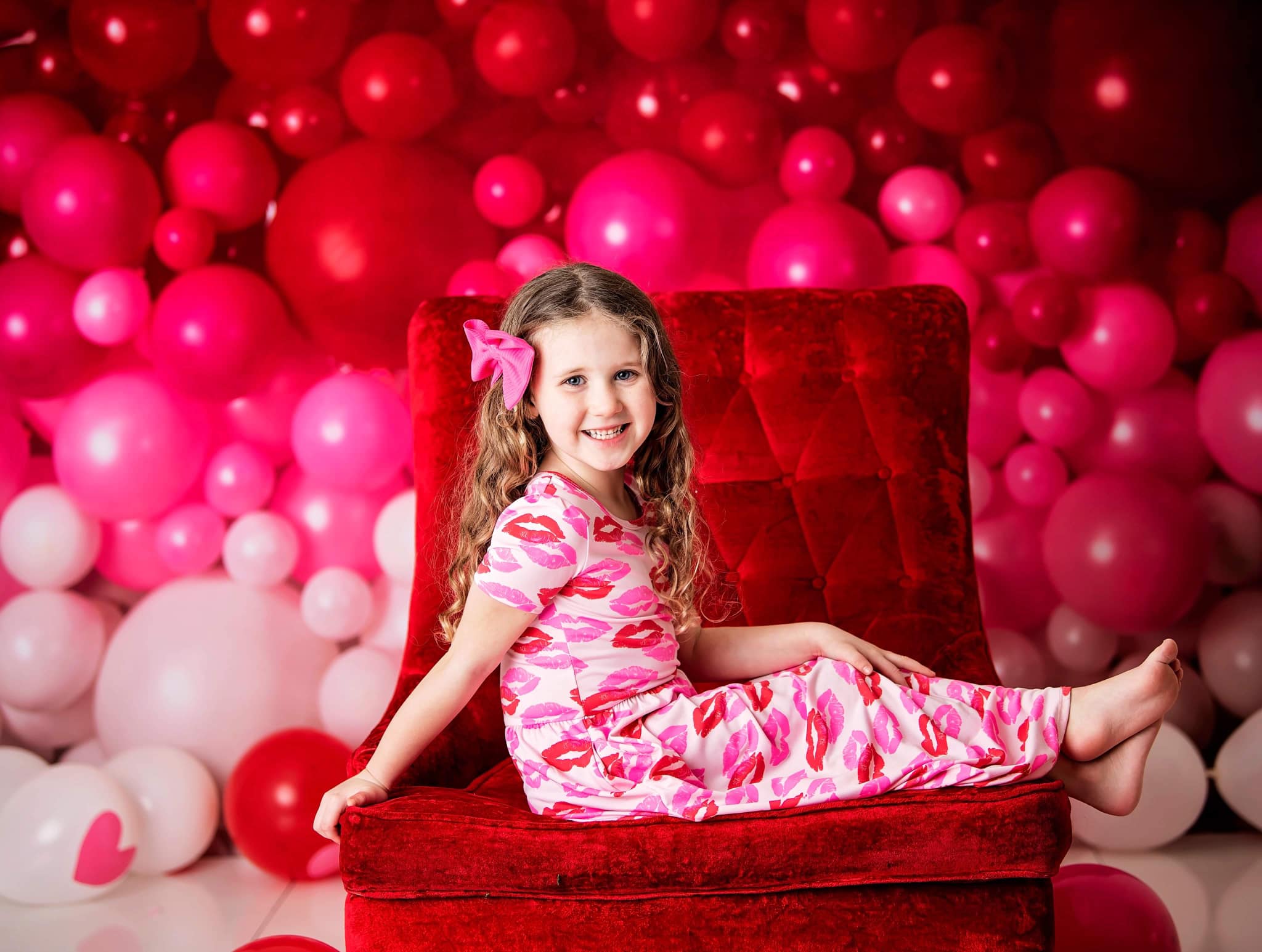 Kate Red Balloon Wall Valentine's Day Birthday Cake Smash Party Backdrop for Photography Designed by Mandy Ringe Photography - Kate Backdrop