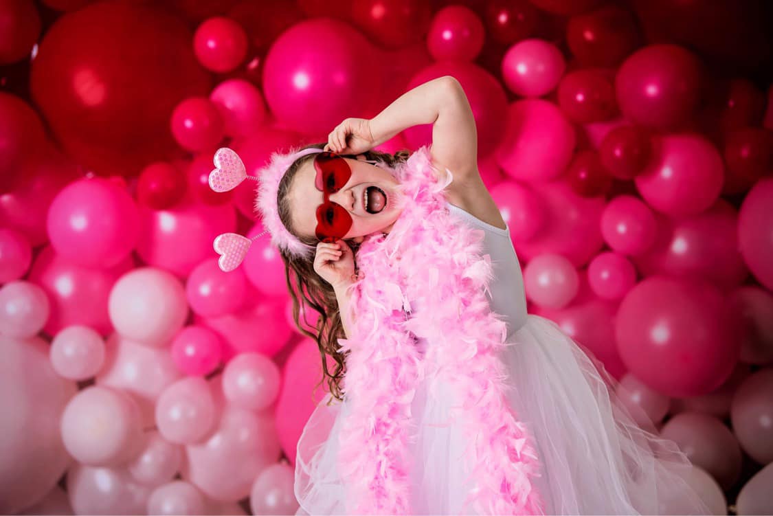 Kate Red Balloon Wall Valentine's Day Birthday Cake Smash Party Backdrop for Photography Designed by Mandy Ringe Photography - Kate Backdrop