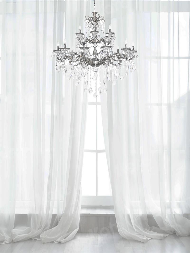 Kate White Yarn Crystal Chandelier Backdrop Designed by Uta Mueller Photography