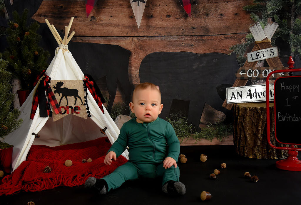 Kate Woodland Plaid Dark Wood Backdrop Designed by Arica Kirby - Kate Backdrop