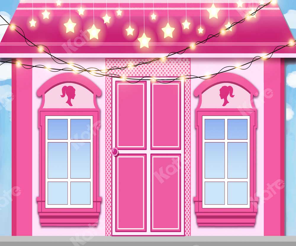 Kate Fashion Doll Pink House Backdrop Star Designed by Chain Photography