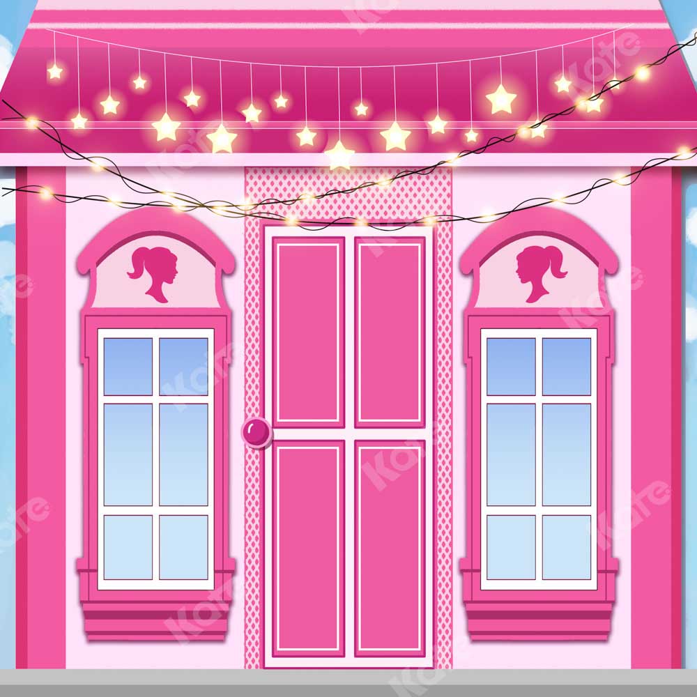 Kate Fashion Doll Pink House Backdrop Star Designed by Chain Photography