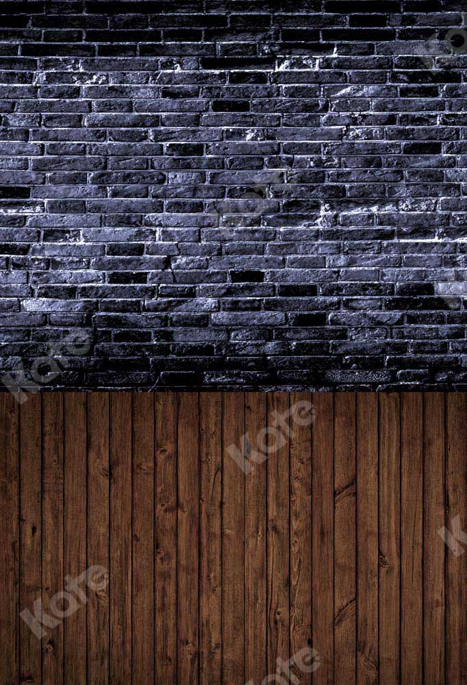 Kate Black Brick Wall Backdrop Plank Stitching Designed by Chain Photography - Kate Backdrop