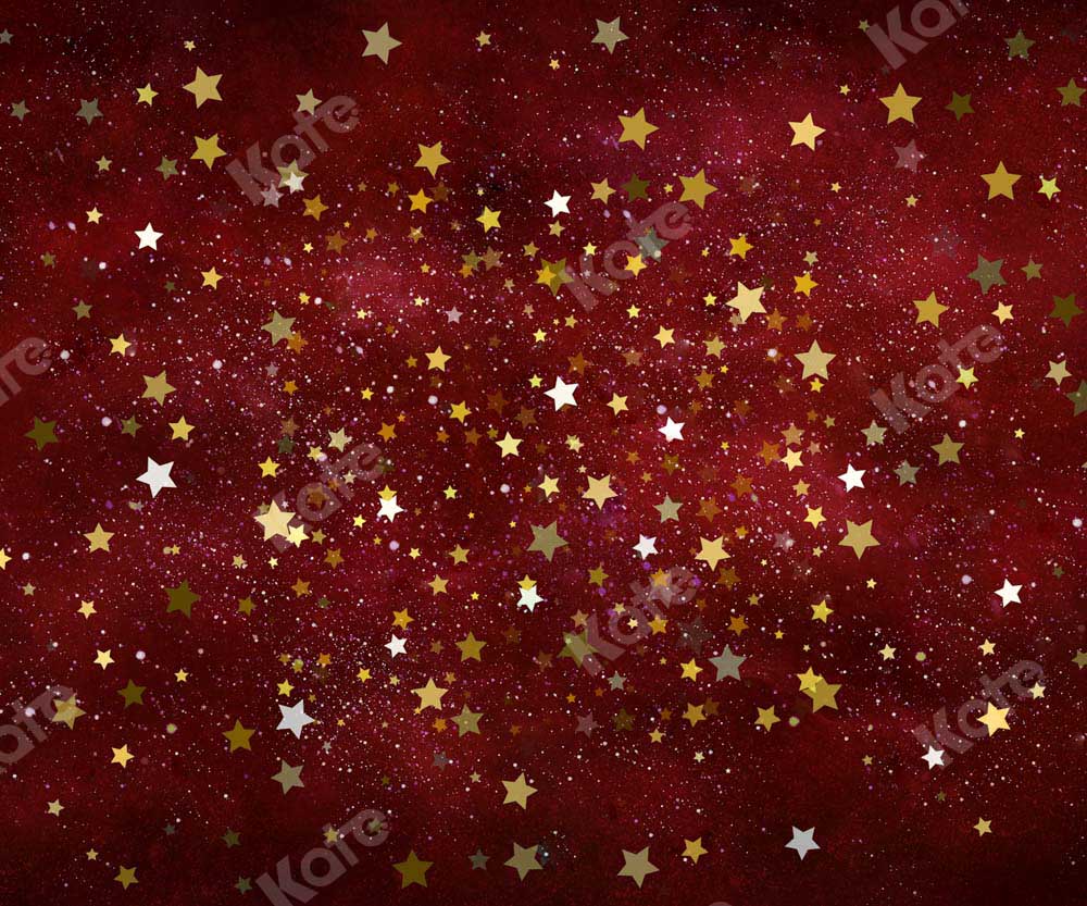 Kate Christmas Red Maroon Stars Backdrop Designed by Chain Photography - Kate Backdrop