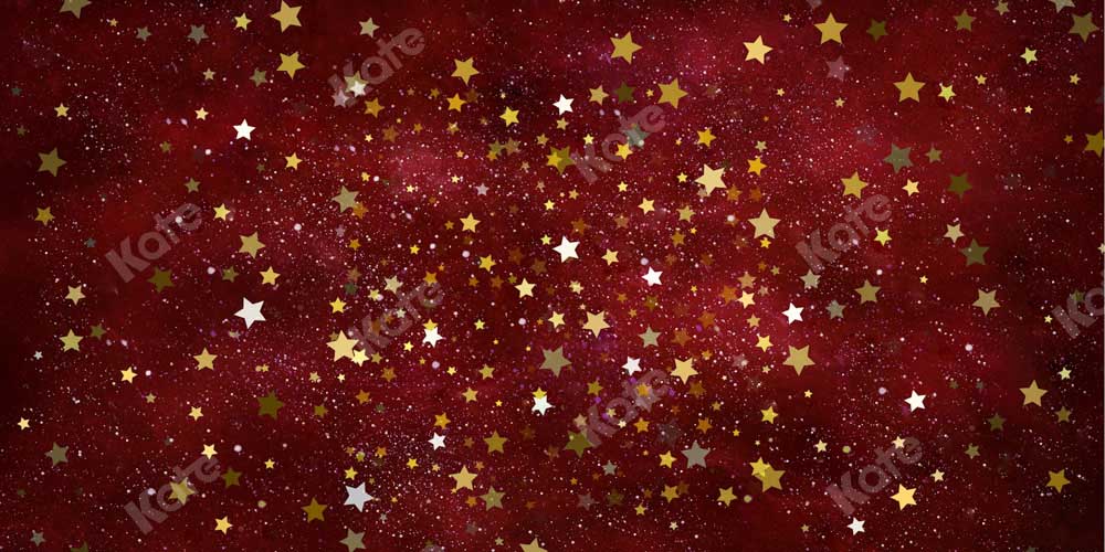 Kate Christmas Red Maroon Stars Backdrop Designed by Chain Photography - Kate Backdrop