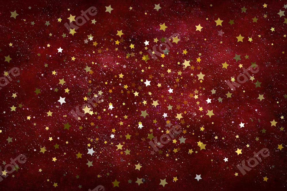 Kate Christmas Red Maroon Stars Backdrop Designed by Chain Photography - Kate Backdrop