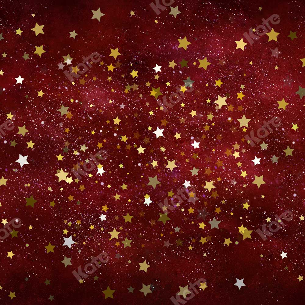 Kate Christmas Red Maroon Stars Backdrop Designed by Chain Photography - Kate Backdrop