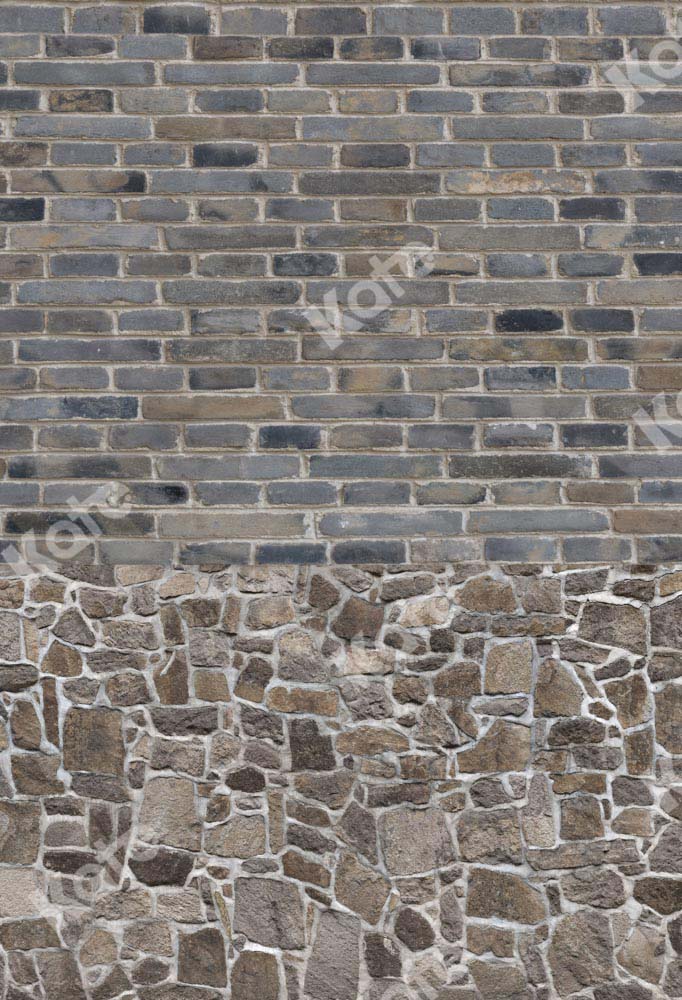Kate Gray Brick Wall Backdrop Stone Frame Texture Splicing Designed by Chain Photography - Kate Backdrop