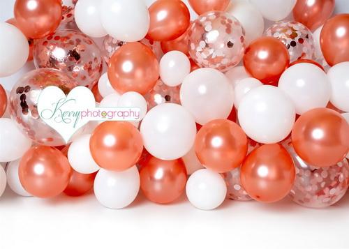 Katebackdrop鎷㈡綖Kate Birthday Rose Golden White Balloons Children Backdrop Designed by Kerry Anderson