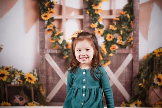 Kate Spring Sunflower Barn Door Decoration Backdrop Designed by Megan Leigh Photography - Kate Backdrop