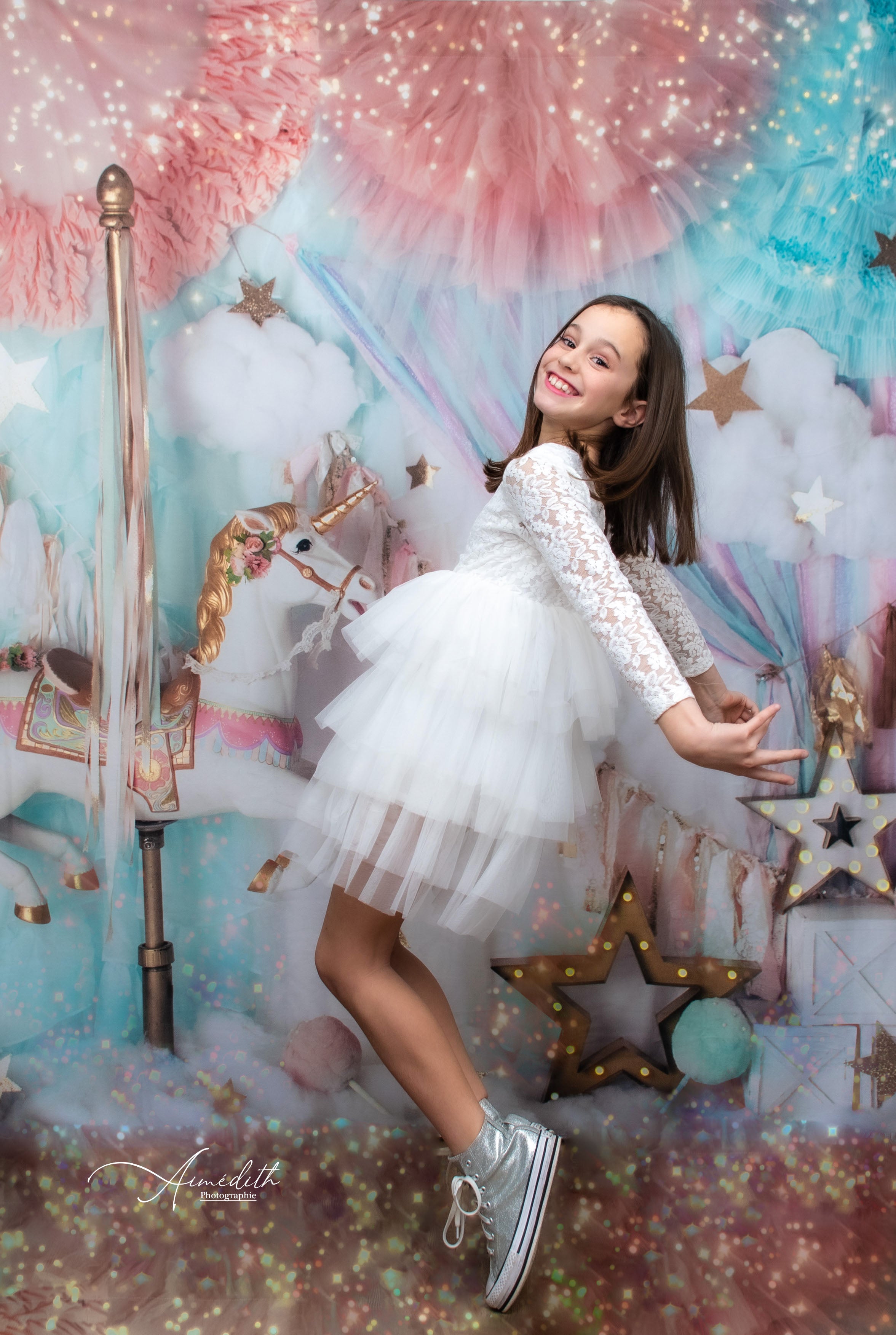 Eenhoorncarrouselachtergrond van dromen ontworpen door Mandy Ringe Fotografie