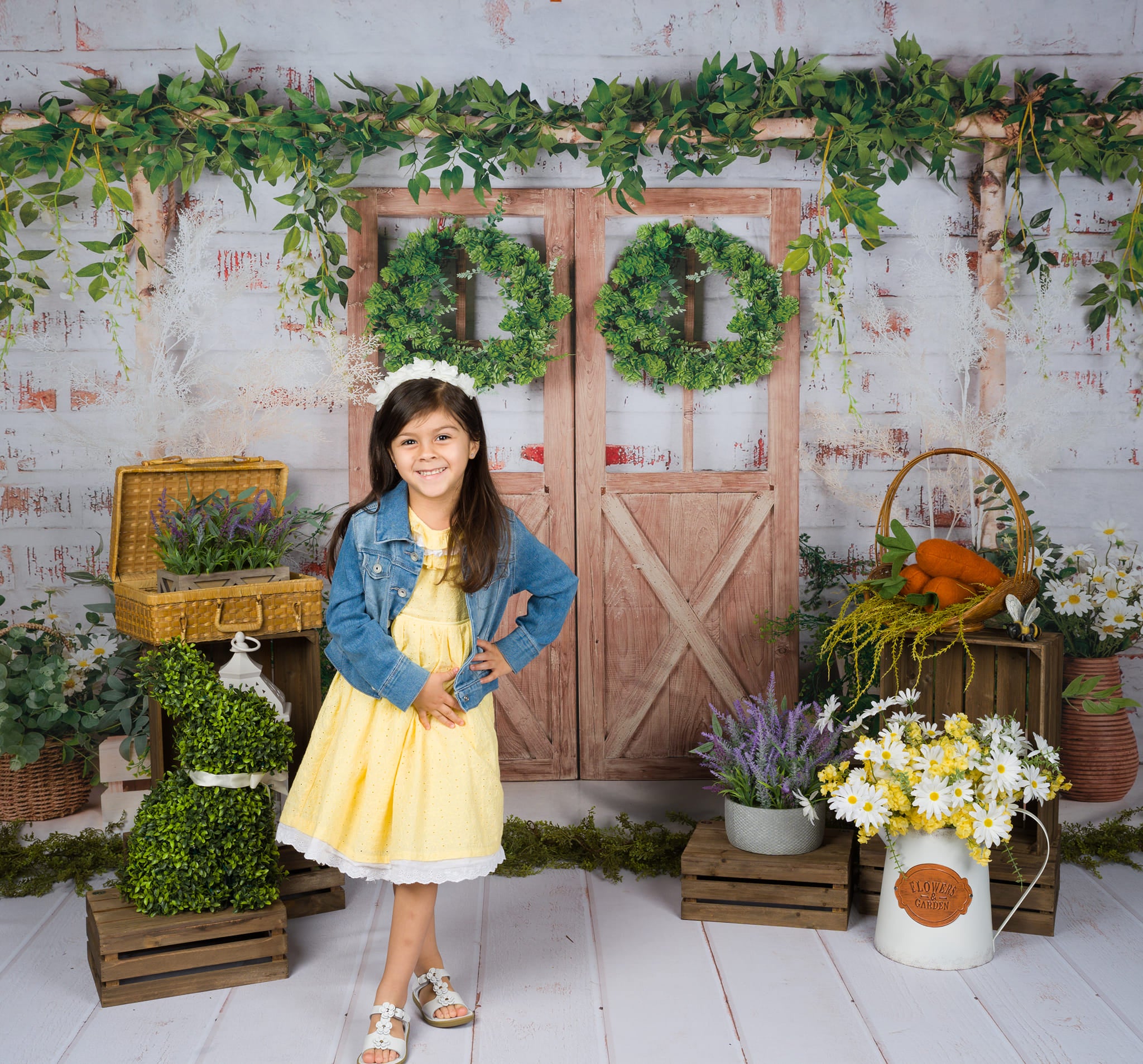 Kate Summer/Spring Green Plants Barn Door Backdrop Designed by Jia Chan Photography - Kate Backdrop