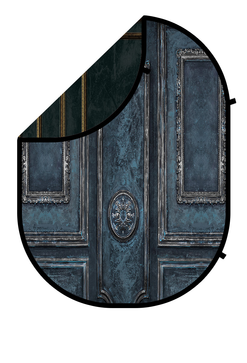 Kate Retro Black Wall/Blue Wall Collapsible Backdrop Photography 5X6.5ft(1.5x2m)