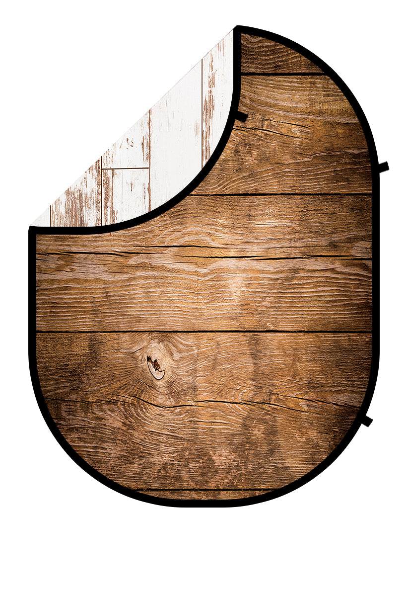 Kate White/Brown Wood Collapsible Backdrop Photography 5X6.5ft(1.5x2m)