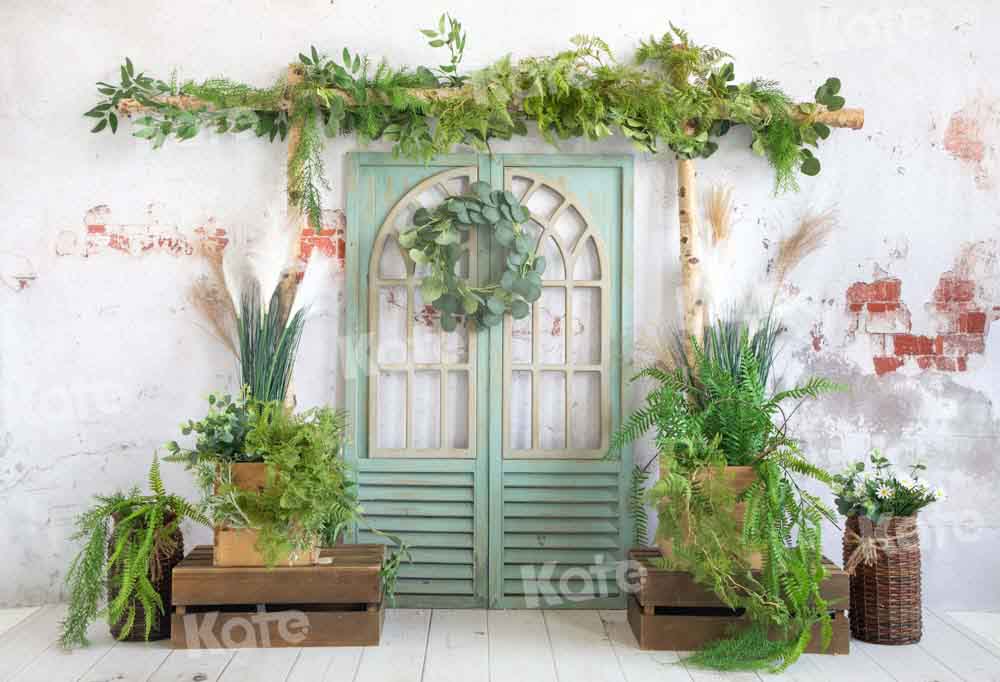 Kate Spring/Summer Green Plants Backdrop Barn Door Designed by Emetselch