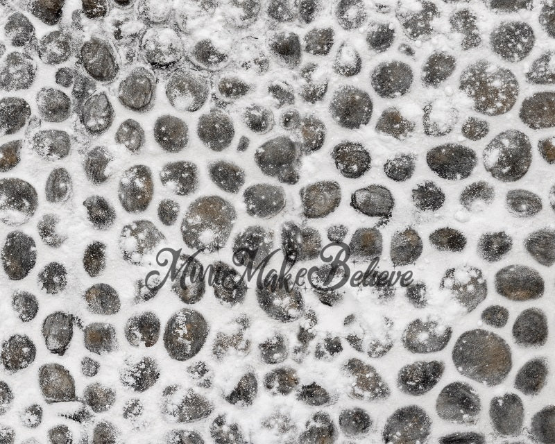Christmas Winter Cobblestone Street Rubber Floor Mat for Photography ontworpen door Mini MakeBelieve