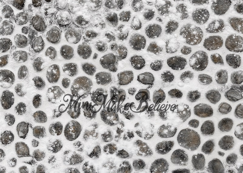 Christmas Winter Cobblestone Street Rubber Floor Mat for Photography ontworpen door Mini MakeBelieve