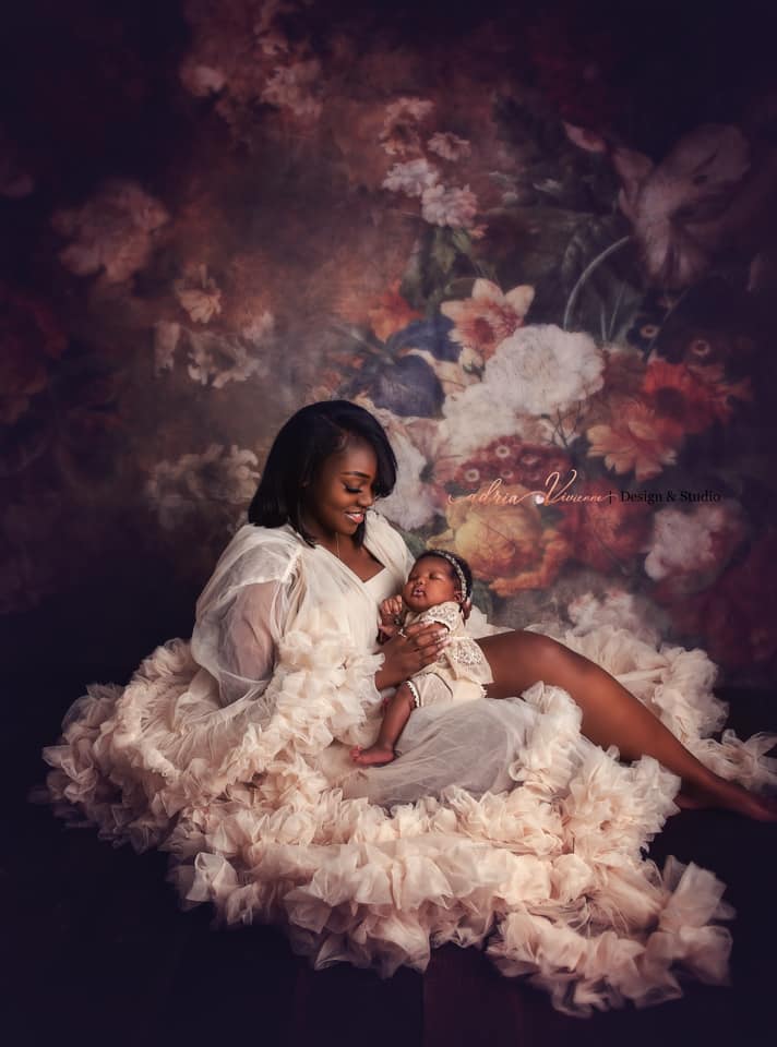 Kate Fine Art Retro Floral Backdrop for Maternity Photography - Kate Backdrop