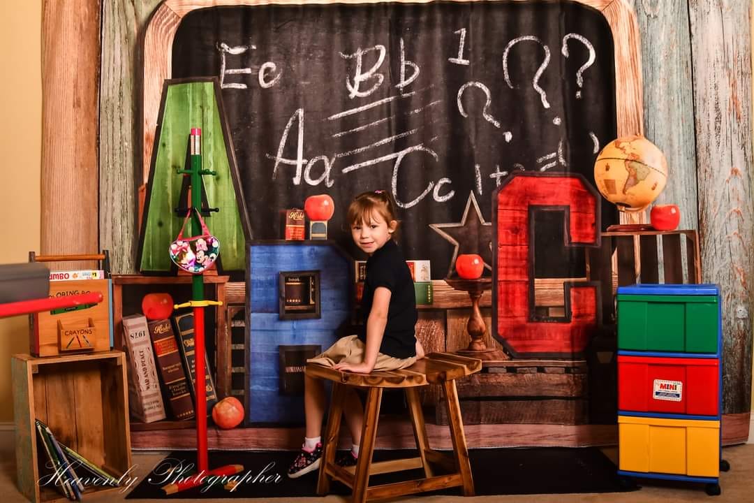 Kate Back to School Summer Blackboard Colorful ABC Backdrop - Kate Backdrop
