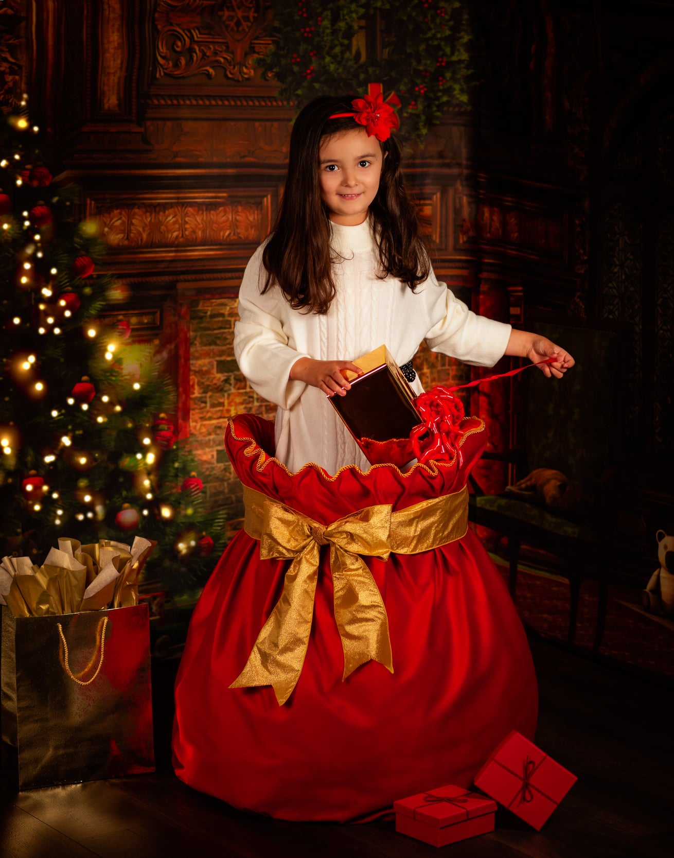 Kate Christmas Tree And Fireplace Decorations for Photography - Kate Backdrop