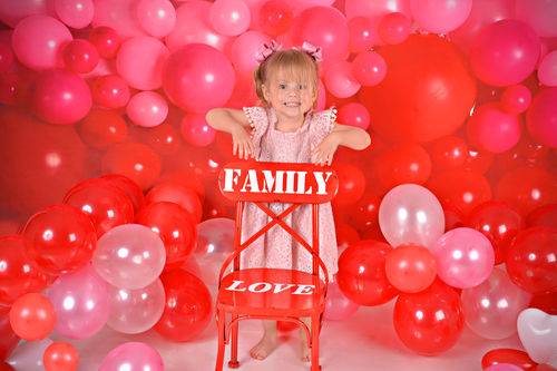 Kate Red Balloon Wall Valentine's Day Birthday Cake Smash Party Backdrop for Photography Designed by Mandy Ringe Photography - Kate Backdrop