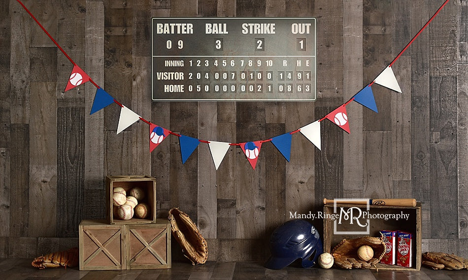 Kate Vintage Baseball with Scoreboard Sport Backdrop for Photography Designed By Mandy Ringe Photography - Kate Backdrop