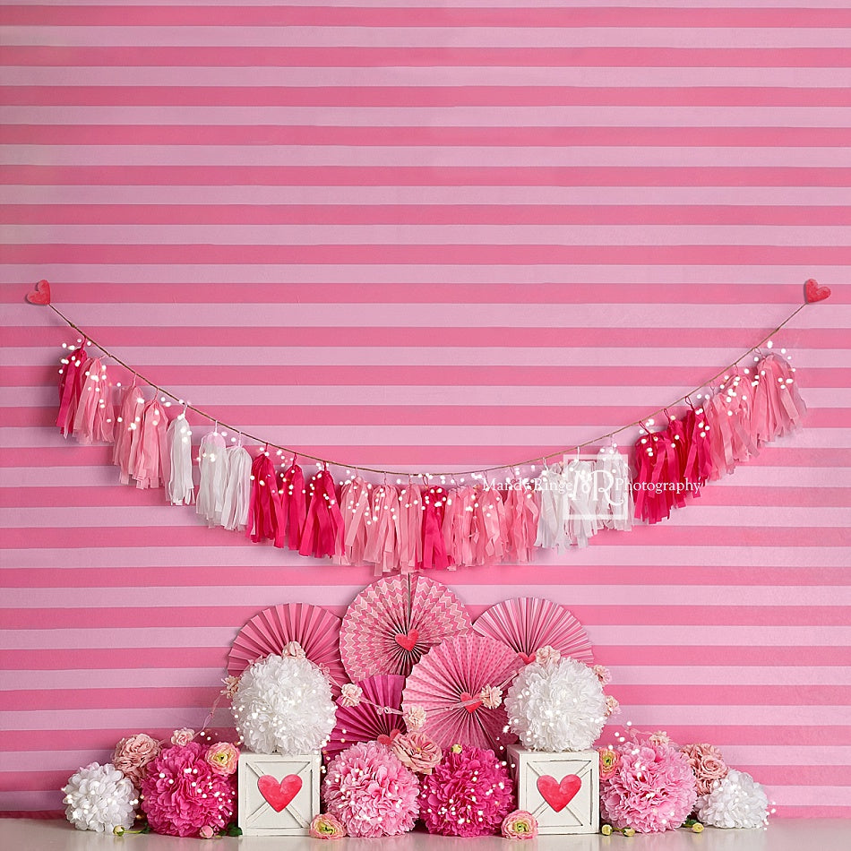 Kate Valentine's Day with Hearts and Stripes Backdrop Designed By Mandy Ringe Photography - Kate Backdrop