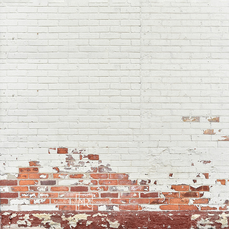 Kate Shabby White and Red Brick Backdrop Designed By Mandy Ringe Photography - Kate Backdrop