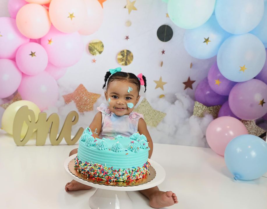 Kate Rainbow Balloons Garland Children Cake Smash Backdrop Designed by Megan Leigh Photography - Kate Backdrop