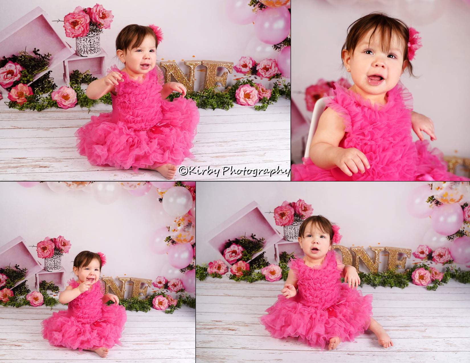 Kate Pink Balloon and Gardenias Birthday Backdrop Designed By Arica Kirby - Kate Backdrop