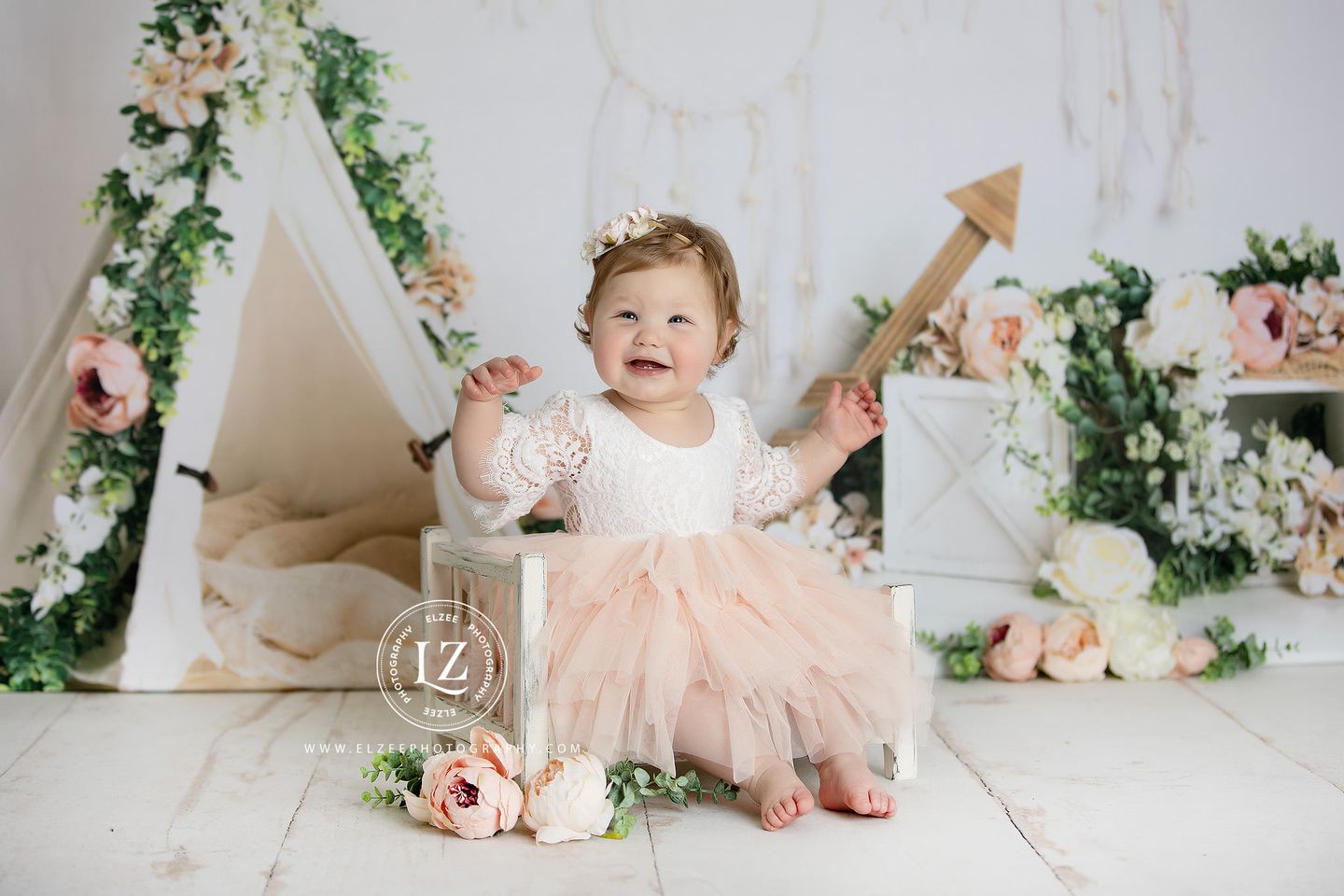 Kate Mother's Day Boho Teepee Spring Backdrop Designed by Megan Leigh Photography - Kate Backdrop
