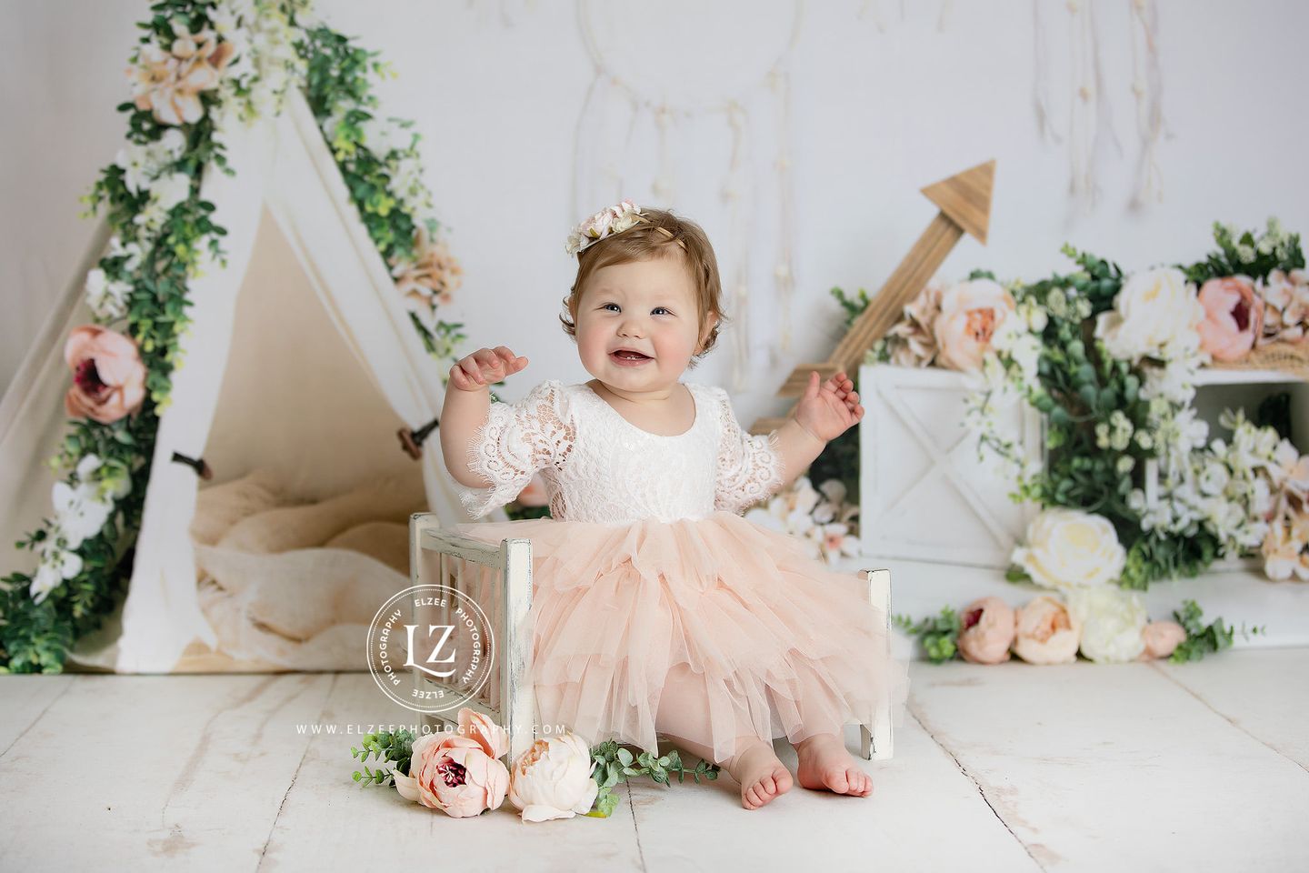 Kate Mother's Day Boho Teepee Spring Backdrop Designed by Megan Leigh Photography