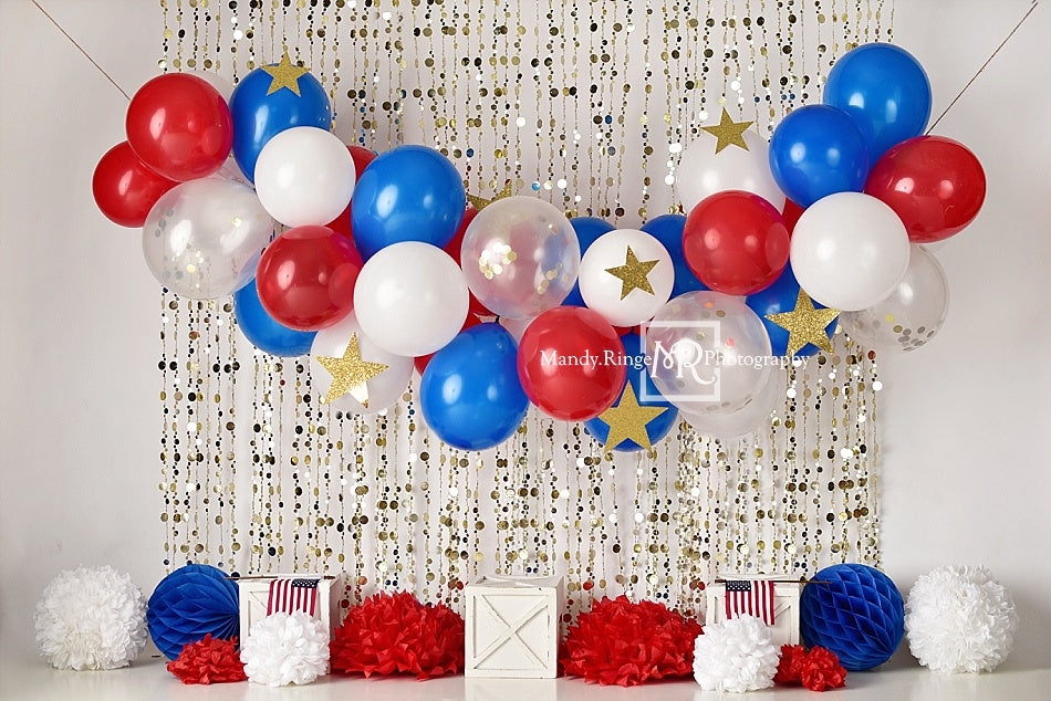 Kate July of 4th Backdrop Patriotic Balloons Designed by Mandy Ringe Photography - Kate Backdrop