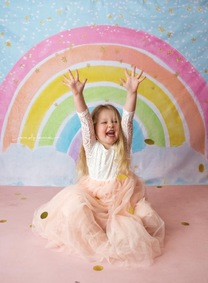 Kate Pastel Sparkle Rainbow Backdrop Designed by Mandy Ringe Photography - Kate Backdrop
