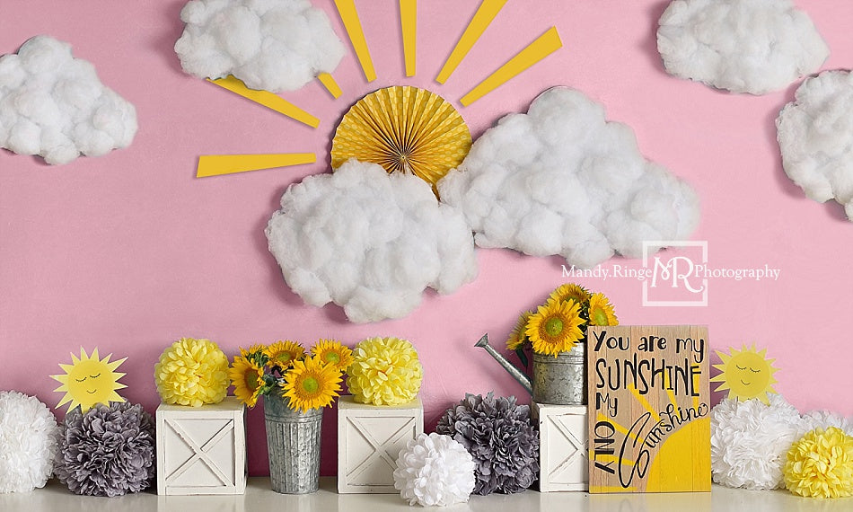 Kate You Are My Sunshine Pink Backdrop Designed by Mandy Ringe Photography - Kate Backdrop