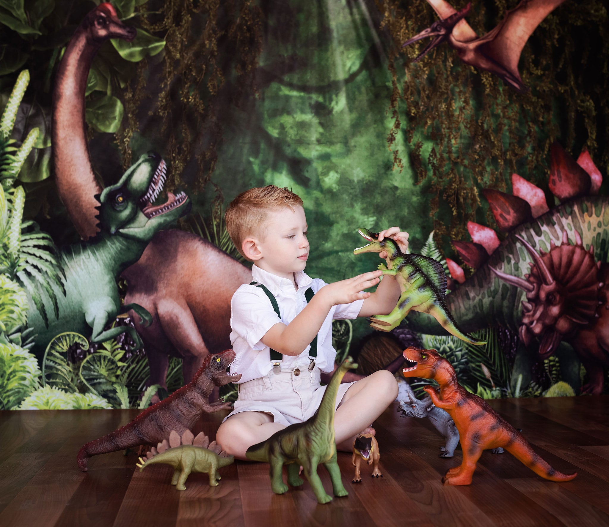 Kate Summer Jungle Adventure Dinosaurs Backdrop Designed by Mandy Ringe Photography - Kate Backdrop